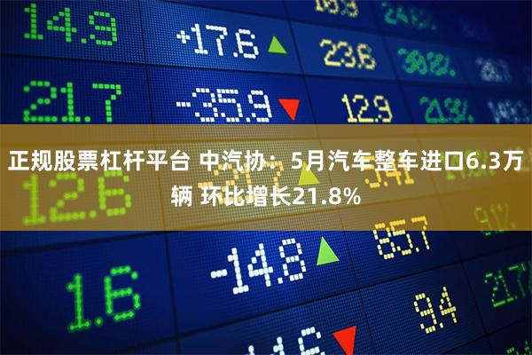 正规股票杠杆平台 中汽协：5月汽车整车进口6.3万辆 环比增长21.8%