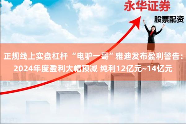 正规线上实盘杠杆 “电驴一哥”雅迪发布盈利警告:2024年度盈利大幅预减 纯利12亿元~14亿元