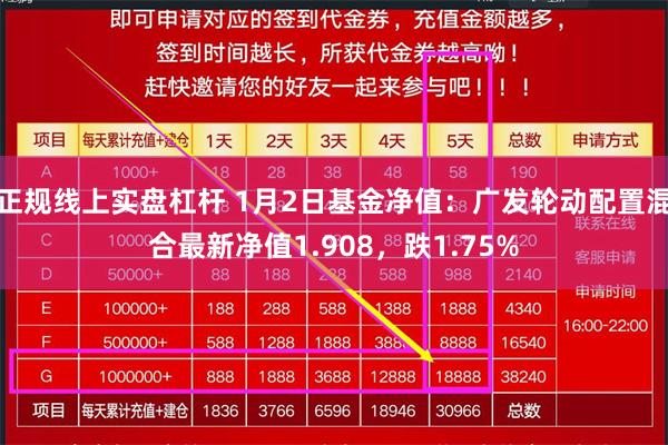 正规线上实盘杠杆 1月2日基金净值:广发轮动配置混合最新净值1.908,跌1.75%
