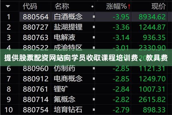 提供股票配资网站向学员收取课程培训费、教具费