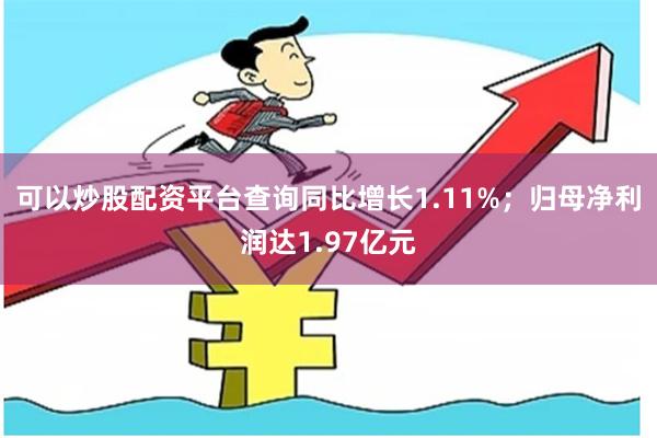 可以炒股配资平台查询同比增长1.11%;归母净利润达1.97亿元